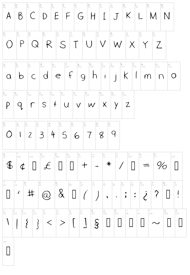 Monica Galaxy font map